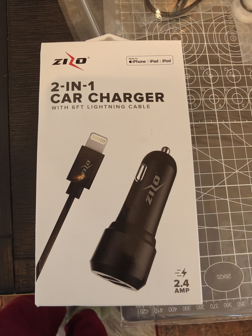 Zilo 2-in-1 Black Car Charger with 6ft Lightning Cable
